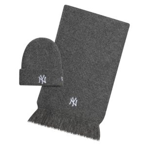New York Yankees MLB Dark Grey Beanie & Scarf Set-kentox