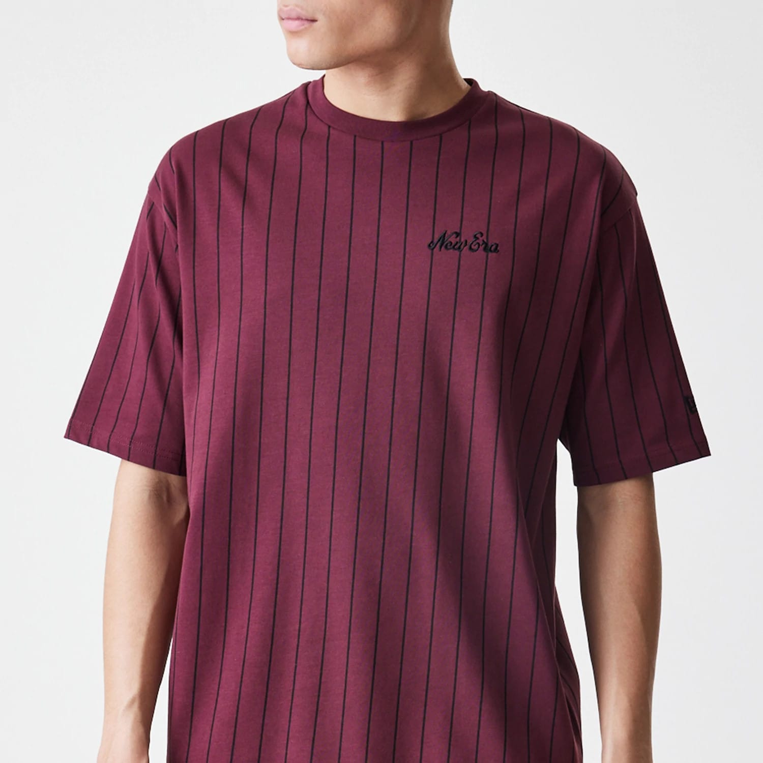 New Era Pinstripe Dark Red Oversized T-Shirt-kentox - Image 3