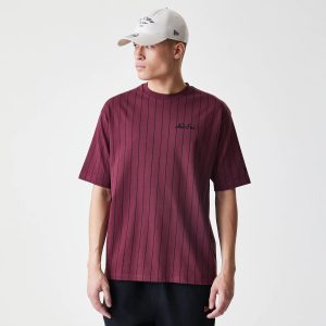 New Era Pinstripe Dark Red Oversized T-Shirt-kentox