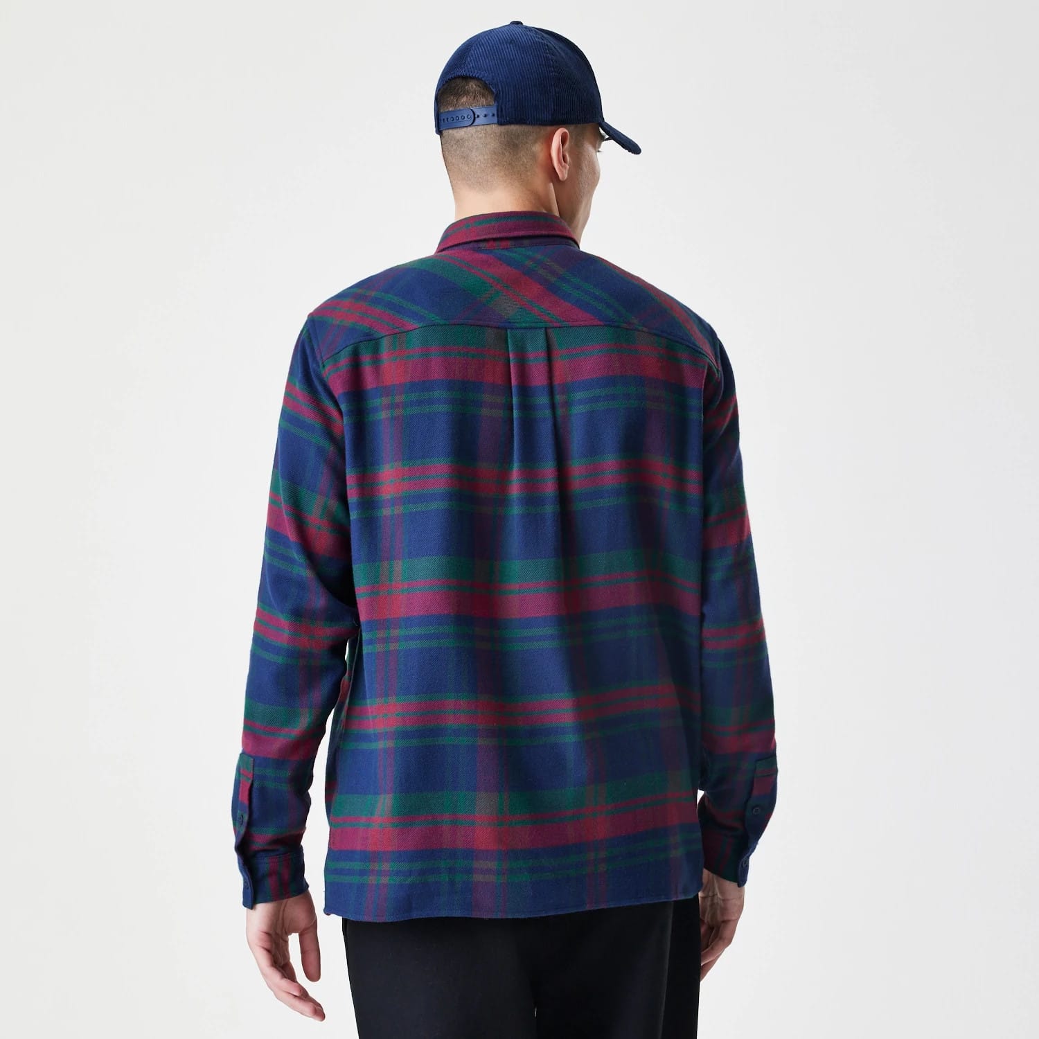 New York Yankees MLB Check Navy Long Sleeve Shirt-kentox - Image 2