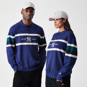 New York Yankees MLB Knit Navy Rugby Shirt-kentox