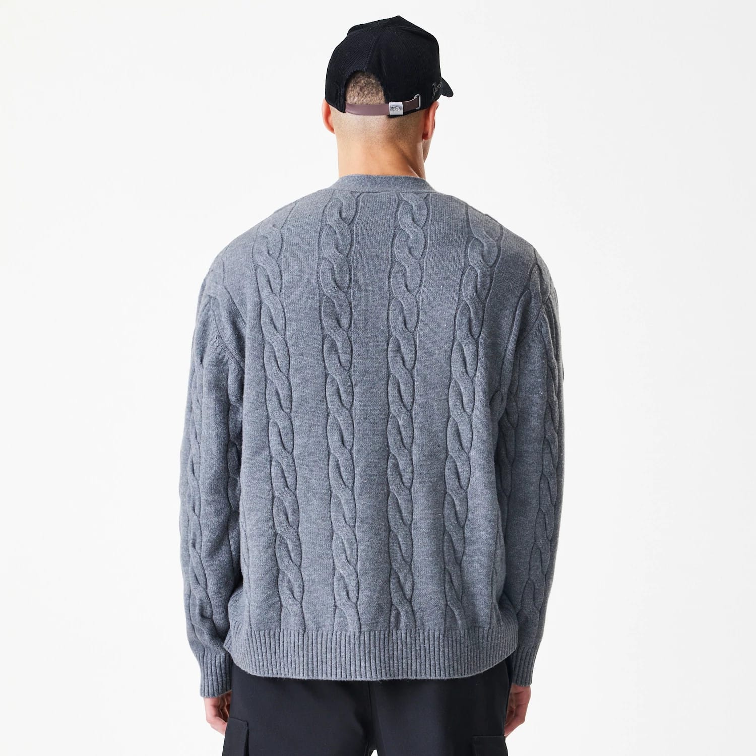New York Yankees MLB Cable Knit Dark Grey Cardigan-kentox - Image 2
