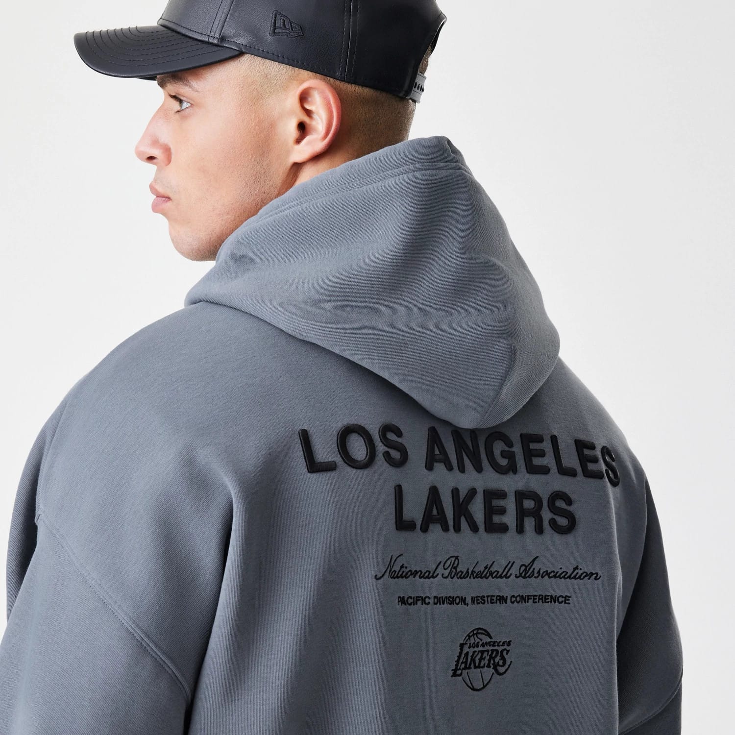 LA Lakers NBA Linear Dark Grey Oversized Full Zip Hoodie-kentox - Image 5