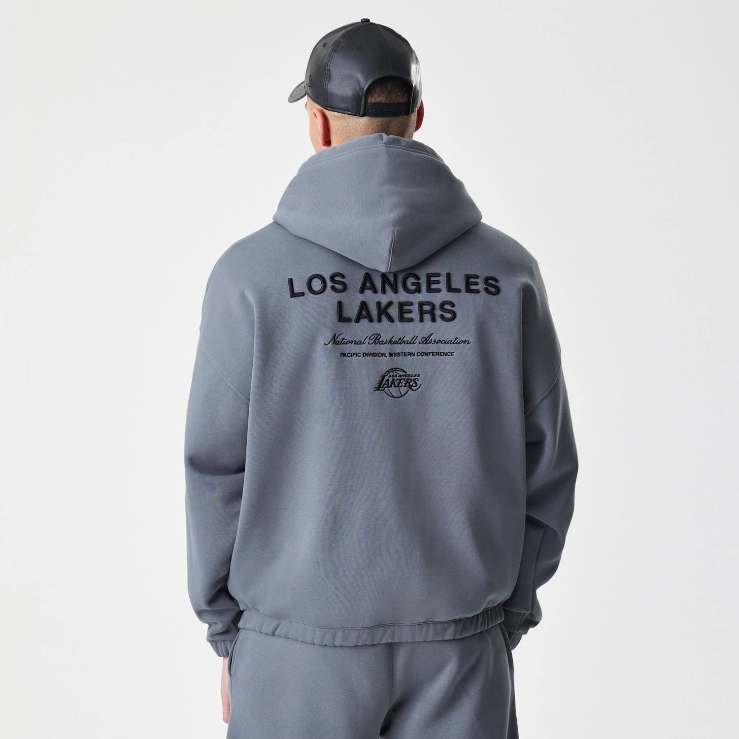 LA Lakers NBA Linear Dark Grey Oversized Full Zip Hoodie-kentox - Image 2