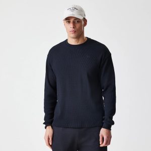New Era Waffle Black Long Sleeve T-Shirt-kentox