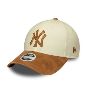 New York Yankees Womens MLB Faux Suede Cream 9FORTY Adjustable Cap-kentox