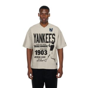New York Yankees MLB Throwback Prep Light Beige T-Shirt-kentox