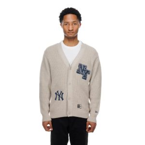 New York Yankees MLB Throwback Prep Light Beige Cardigan-kentox