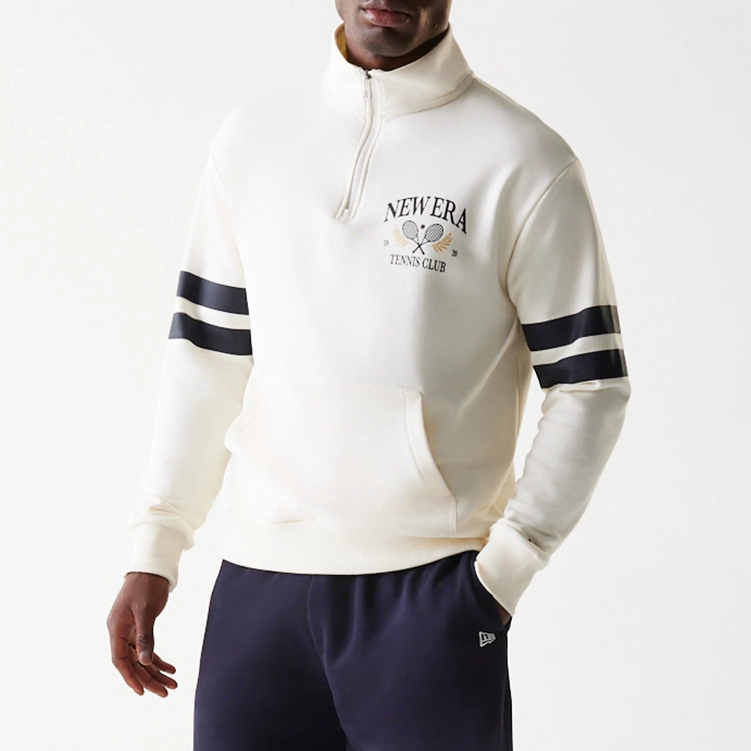 New Era Open White Oversized 1/4 Zip Sweater-kentox - Image 3