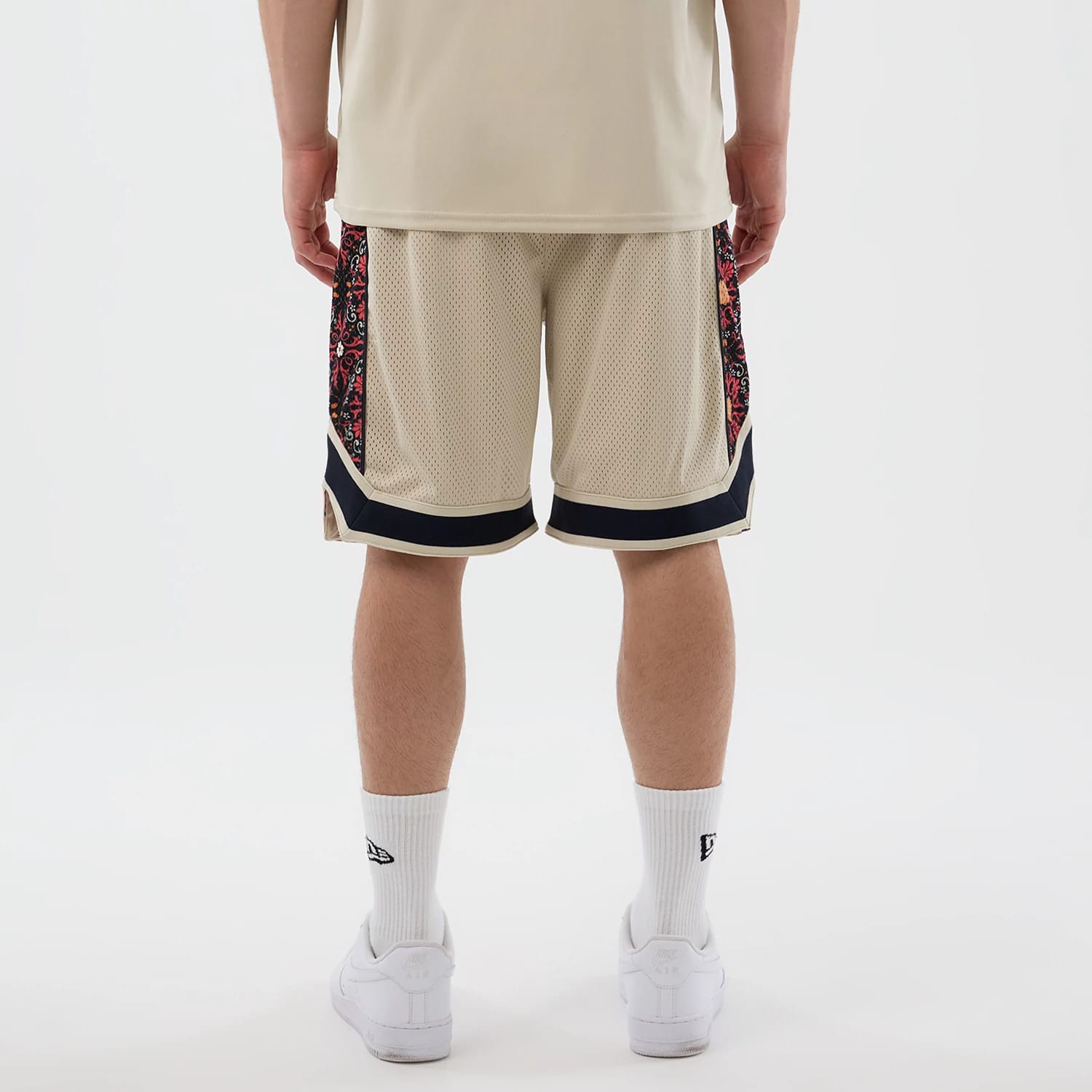 New Era Mesh Light Beige Mesh Shorts-kentox - Image 2