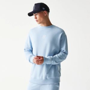 New York Yankees MLB Midi Pastel Blue Oversized Crew Neck Sweater-kentox