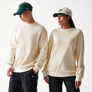 New Era Script Waffle Light Beige Crew Neck Sweater-kentox