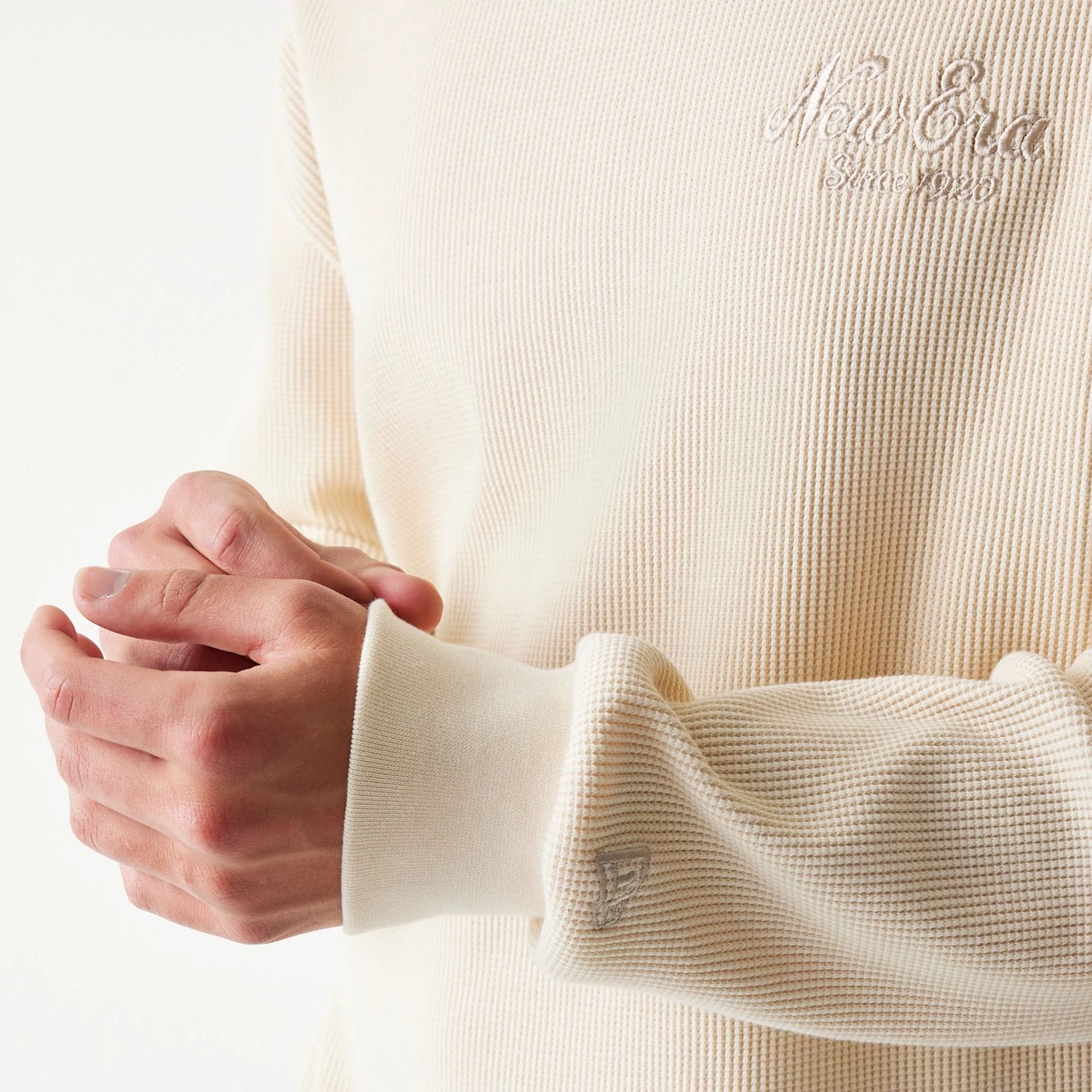 New Era Script Waffle Light Beige Crew Neck Sweater-kentox - Image 6