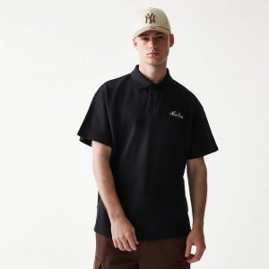 New Era Graphic Black Polo T-Shirt-kentox