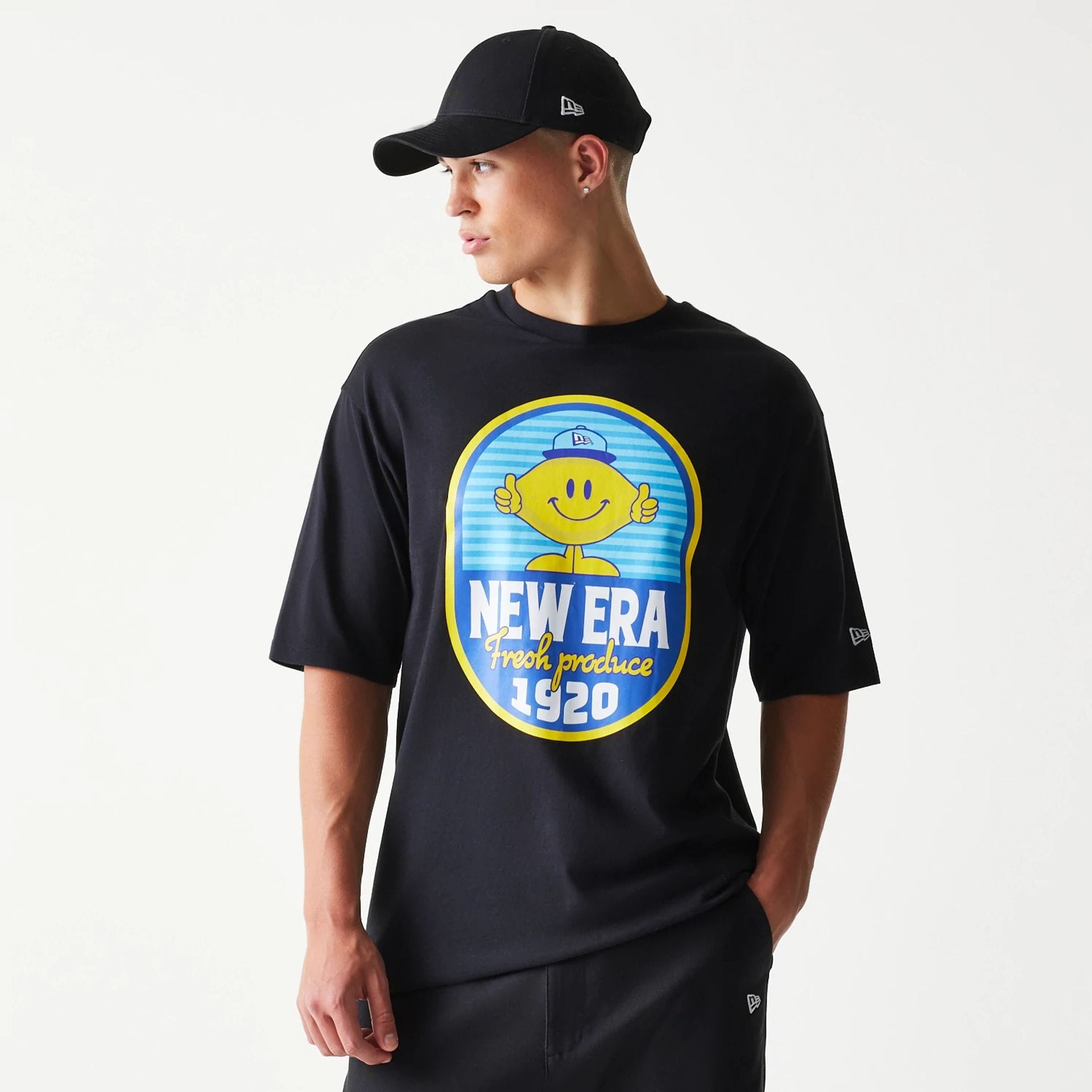 New Era Lemon Fruit Graphic Black Oversized T-Shirt-kentox - Image 3