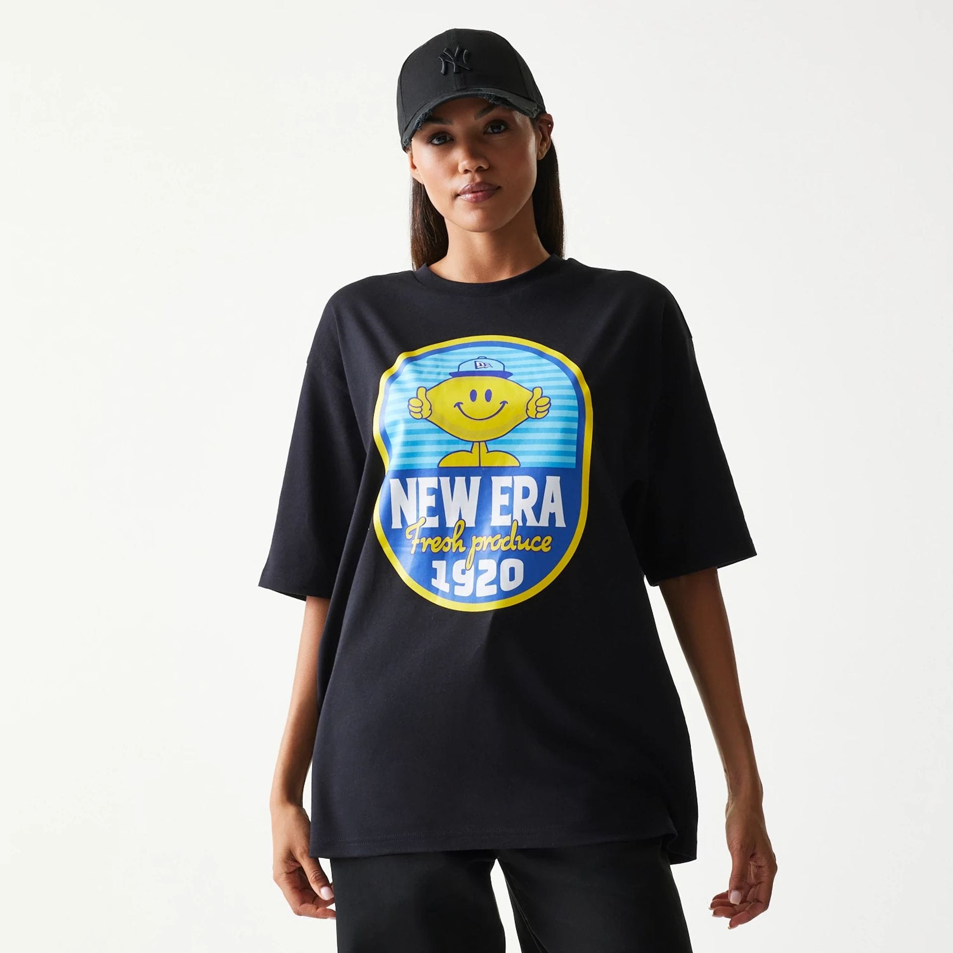 New Era Lemon Fruit Graphic Black Oversized T-Shirt-kentox - Image 4