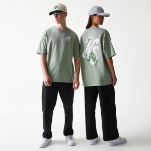 New Era Floral Graphic Pastel Green Oversized T-Shirt-kentox