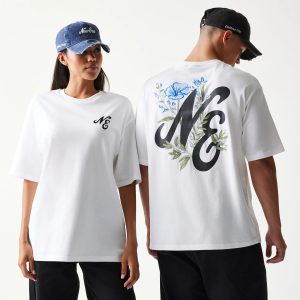 New Era Floral Graphic White Oversized T-Shirt-kentox