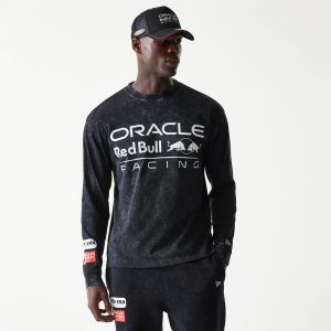 Red Bull Racing Linear Graphic Black Long Sleeve T-Shirt-kentox
