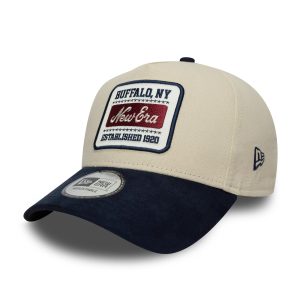 New Era Patch Suede Cream & Navy 9FORTY E-Frame Cap-kentox