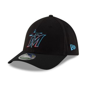 Marlins MLB Player Replica Black 39THIRTY M-Crown Stretch Fit Cap-kentox