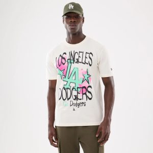 LA Dodgers MLB Street Art Graphic Light Beige T-Shirt-kentox