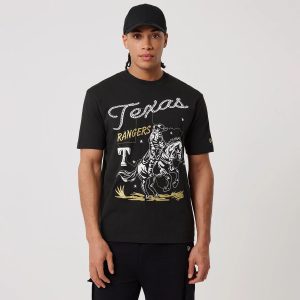 Texas Rangers MLB Cowboy Graphic Black T-Shirt-kentox