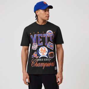 New York Mets MLB Sport Classic Black T-Shirt-kentox
