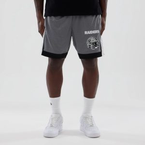 Las Vegas Raiders NFL Grey Mesh Shorts-kentox