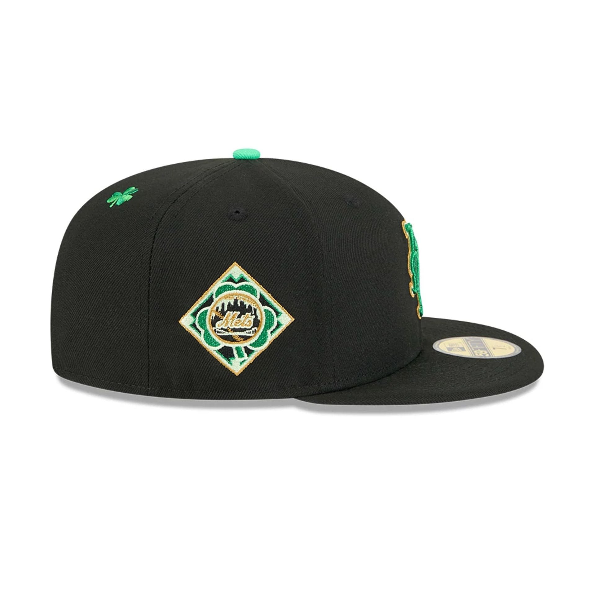New York Mets MLB Saint Patrick's Day Black 59FIFTY Fitted Cap-kentox - Image 4