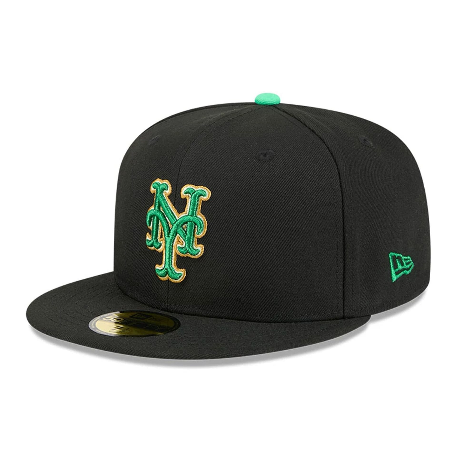 New York Mets MLB Saint Patrick's Day Black 59FIFTY Fitted Cap-kentox - Image 3