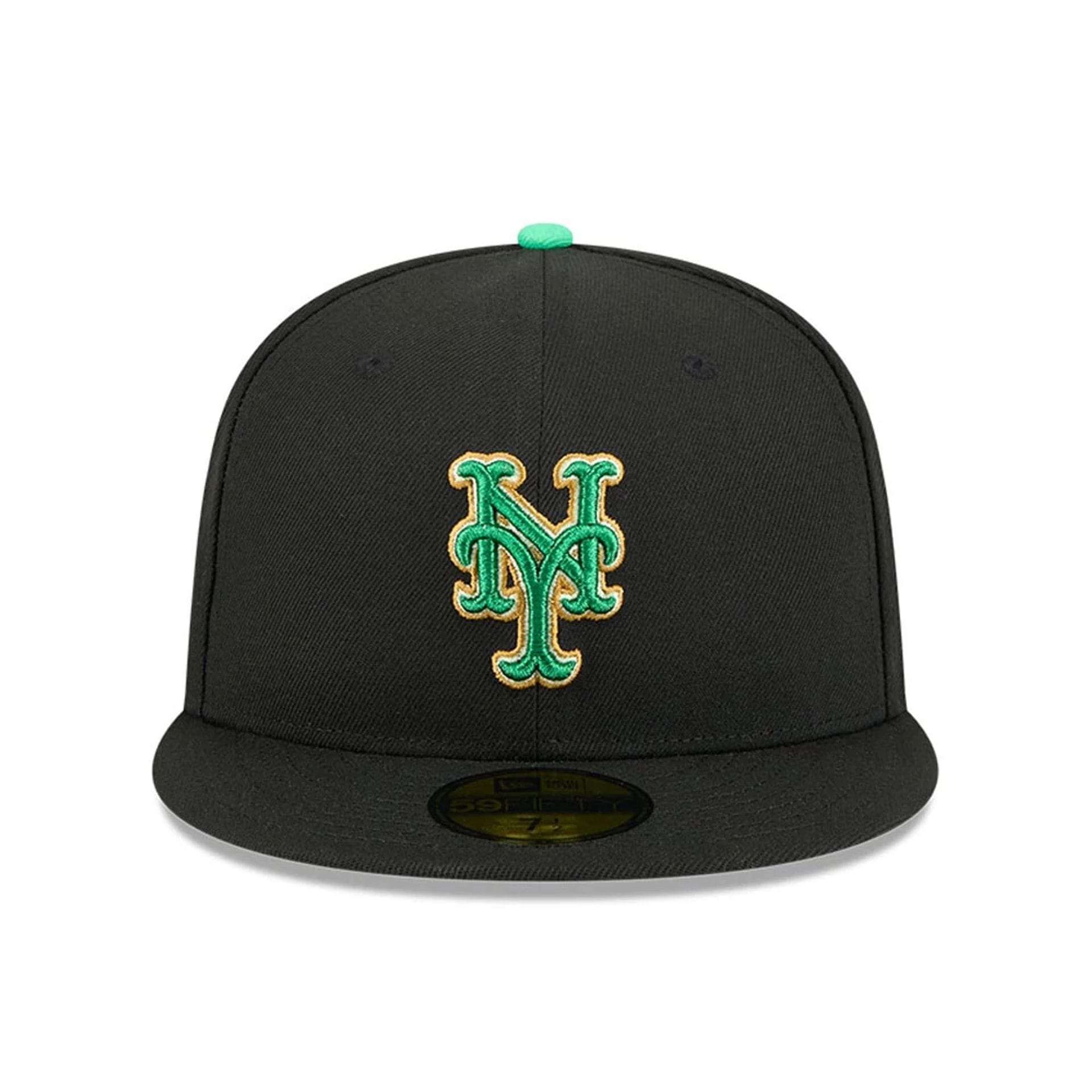 New York Mets MLB Saint Patrick's Day Black 59FIFTY Fitted Cap-kentox - Image 2