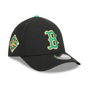 Red Sox MLB Saint Patrick's Day Black 39THIRTY M-Crown A-Frame Stretch Fit Cap-kentox