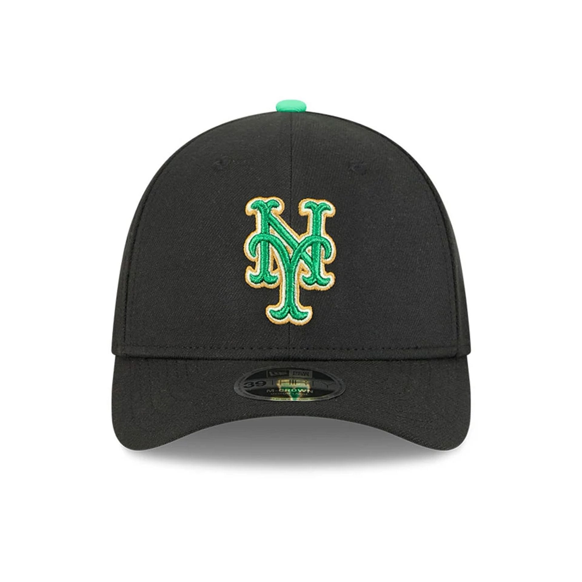 Mets MLB Saint Patrick's Day Black 39THIRTY M-Crown A-Frame Stretch Fit Cap-kentox - Image 2