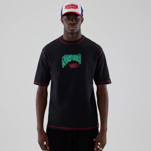 Stranger Things Black Oversized T-Shirt-kentox