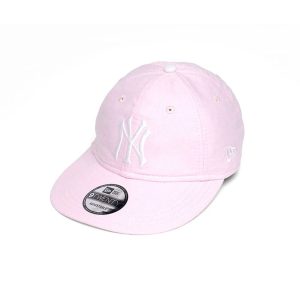 New York Yankees MLB Oxford Pastel Pink 9TWENTY Long Visor Adjustable Cap-kentox