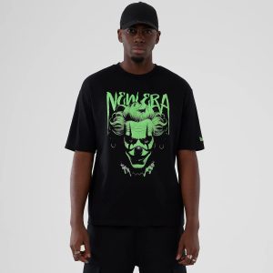 New Era Halloween Clown Graphic Black Oversized T-Shirt-kentox