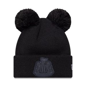 Newcastle United FC Youth Tonal Black Double Pom knit Beanie Hat-kentox