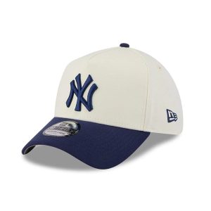 New York Yankees MLB Chrome Cream 39THIRTY A-Frame Stretch Fit Cap-kentox