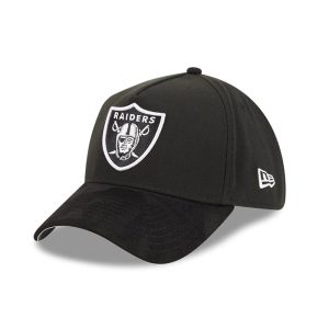 Las Vegas Raiders NFL Suede Black 39THIRTY A-Frame Stretch Fit Cap-kentox