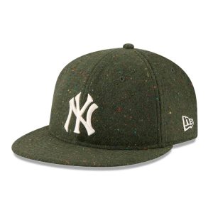 Yankees MLB Speckled Wool Open Green Retro Crown 9FIFTY Adjustable Cap-kentox