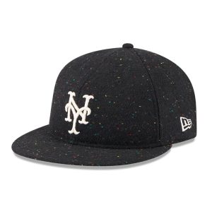 New York Mets MLB Speckled Wool Black Retro Crown 9FIFTY Adjustable Cap-kentox