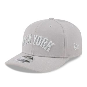 New York Yankees MLB Script Grey 9SEVENTY Stretch Snap Adjustable Cap-kentox