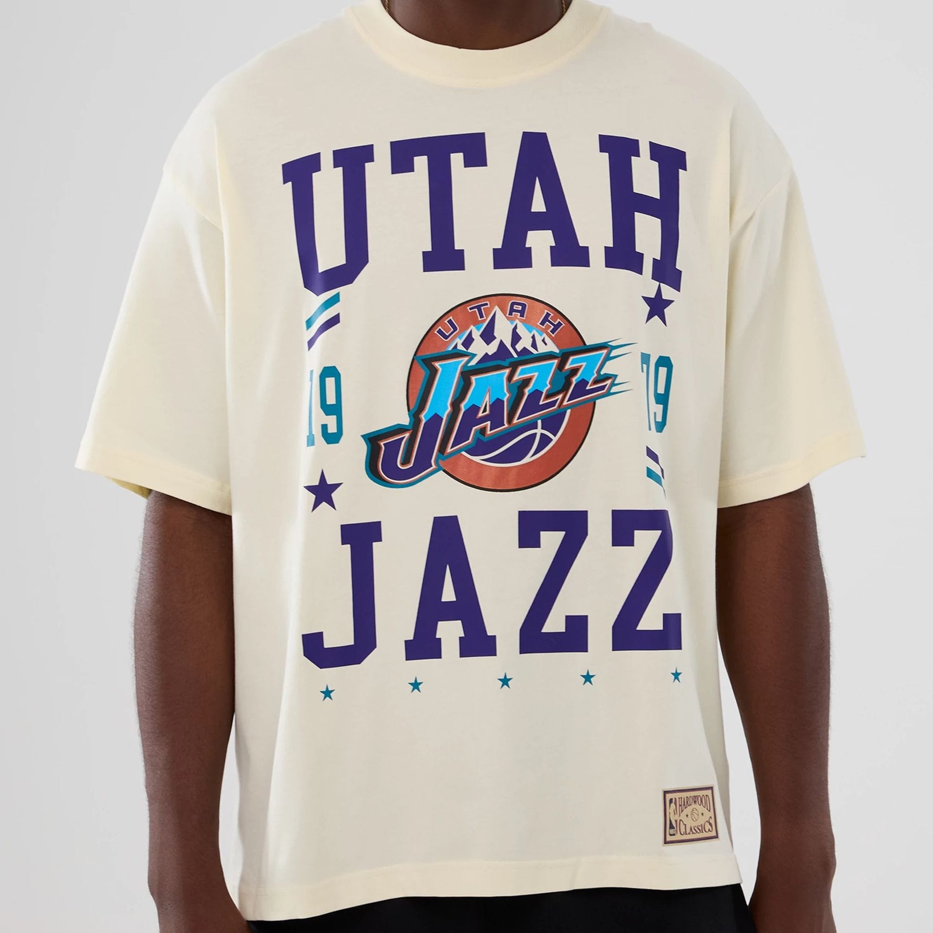 Utah Jazz NBA Hardwood Classic Cream T-Shirt-kentox - Image 3