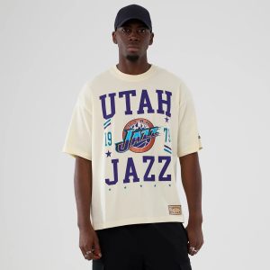 Utah Jazz NBA Hardwood Classic Cream T-Shirt-kentox