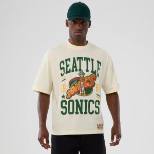 Seattle Supersonics NBA Hardwood Classic Cream T-Shirt-kentox