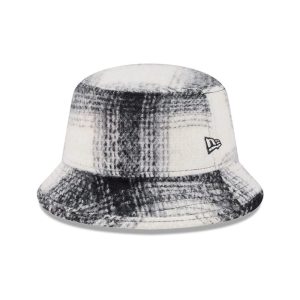 New Era White & Black Plaid Bucket Hat-kentox