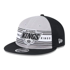 LA Kings NHL Team Stripes Black Retro Crown 9FIFTY Adjustable Cap-kentox