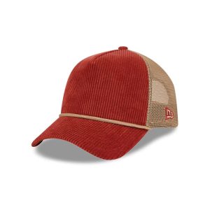 New Era Wide Cord Dark Red 9FORTY A-Frame Trucker Adjustable Cap-kentox