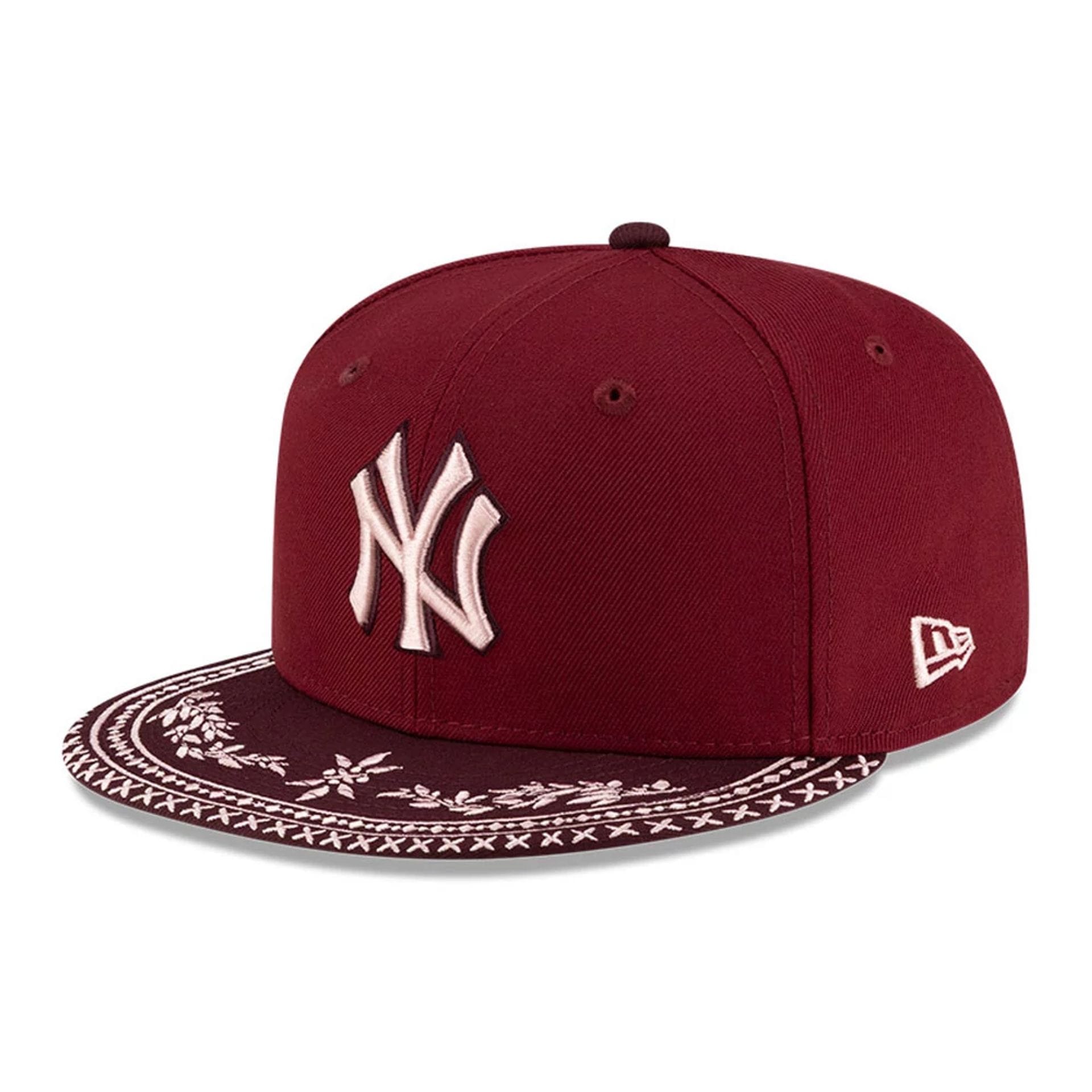 New York Yankees MLB Flourishes Dark Red 59FIFTY Fitted Cap-kentox - Image 4